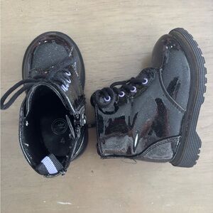 Black Glitter Kids Boots